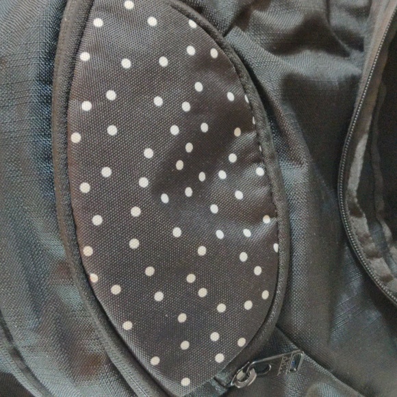 Roxy Black With White Polka Dot Accented Backpack - Picture 4 of 14
